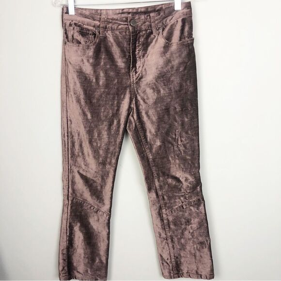 FREE PEOPLE | Velvet Cropped Flare Pants in Taupe Purple Women’s Size 28 (6) - Picture 4 of 12